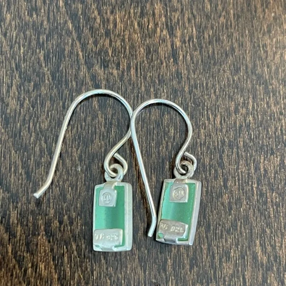 Sterling Silver and Jade Earrings - Picture 4 of 6